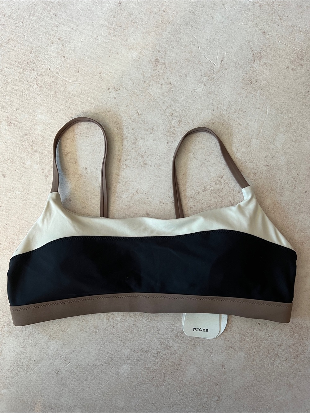 Prana Baja Bound Adjustable Swim Top. Carob Colorblock. Small